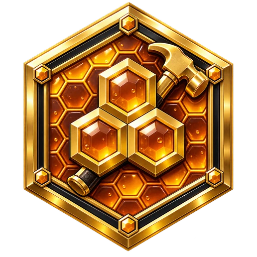 Hive Builder gold honeycomb badge