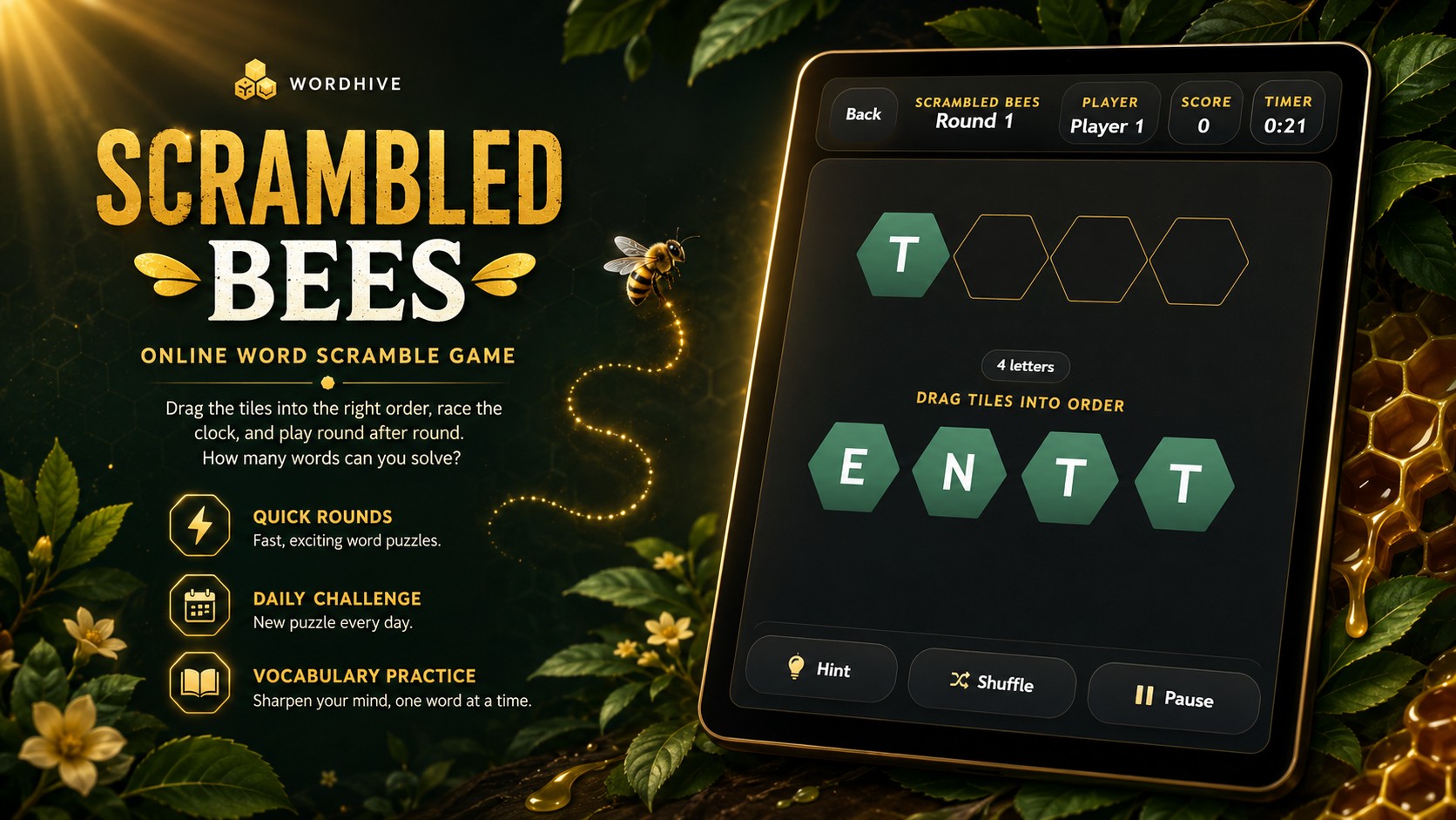 Scrambled Bees learning game preview